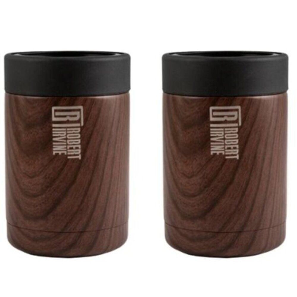 Robert Irvine 12‎ Oz Wood Regular Can Stainless Steel Coolers Set Of 2